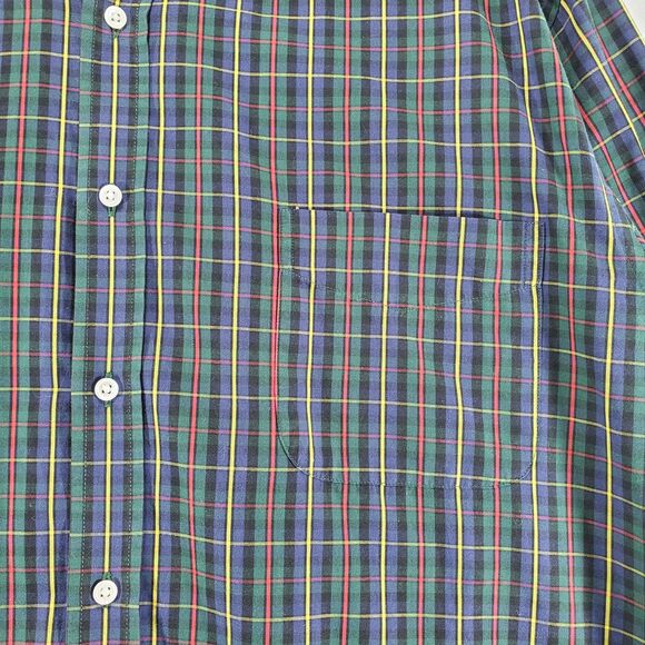 XL J. Mclaughlin Men's Button Up Shirt Plaid Blue Green Yellow Red Contrast Cuff - Picture 10 of 10